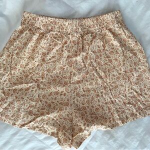 Rhythm Cream and Brown High Waist Shorts